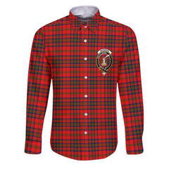 Clan Matheson Tartan Long Sleeve Button Shirt Crest And Plaid Basic Style