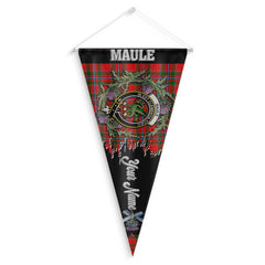 Clan Maule Tartan Felt Pennant Crest And Plaid Basic Style