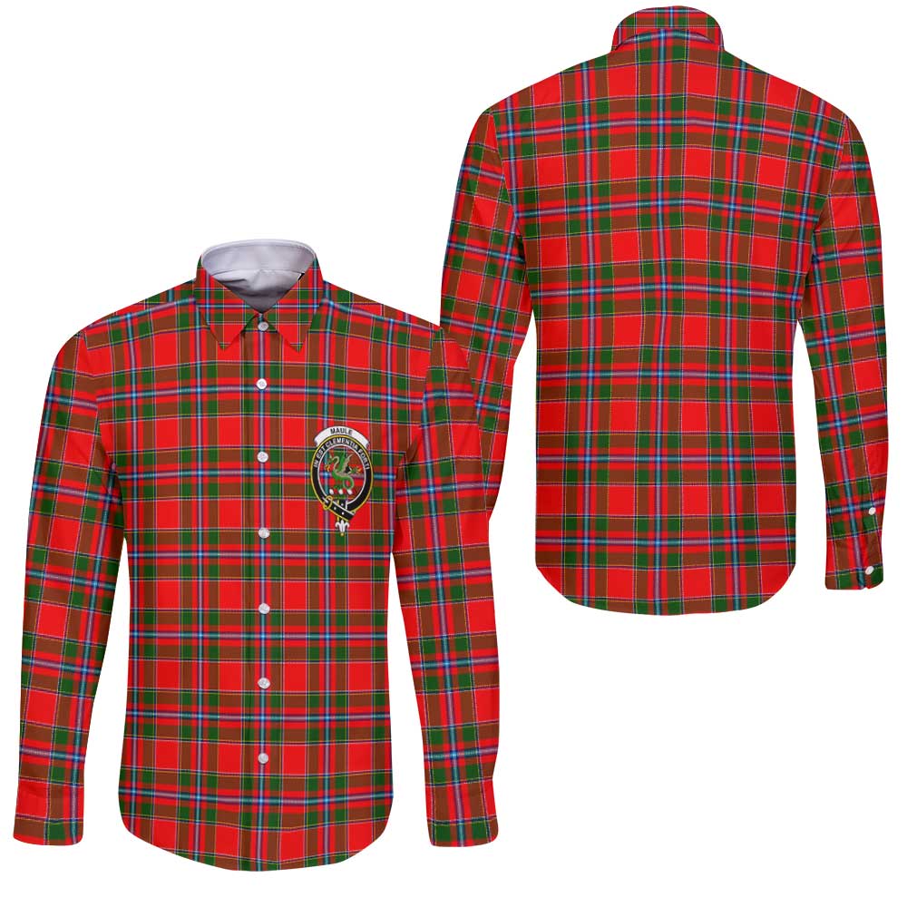 Clan Maule Tartan Long Sleeve Button Shirt Crest And Plaid Basic Style