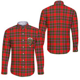 Clan Maule Tartan Long Sleeve Button Shirt Crest And Plaid Basic Style