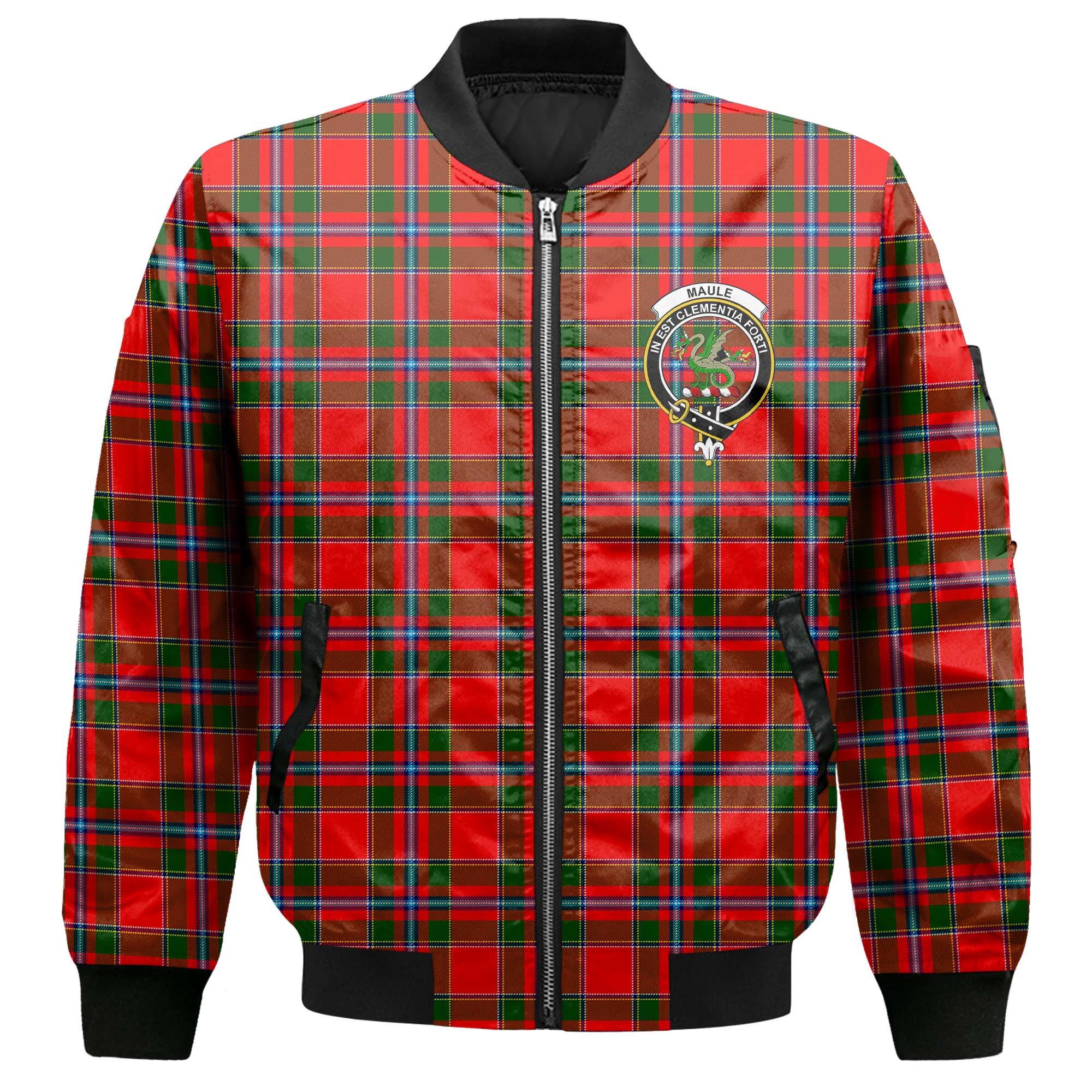 Clan Maule Tartan Men Bomber Jacket Crest And Plaid Basic Style