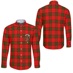 Clan Maxwell Tartan Long Sleeve Button Shirt Crest And Plaid Basic Style