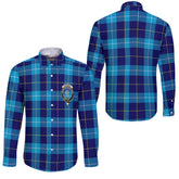 Clan Mckerrell Tartan Long Sleeve Button Shirt Crest And Plaid Basic Style