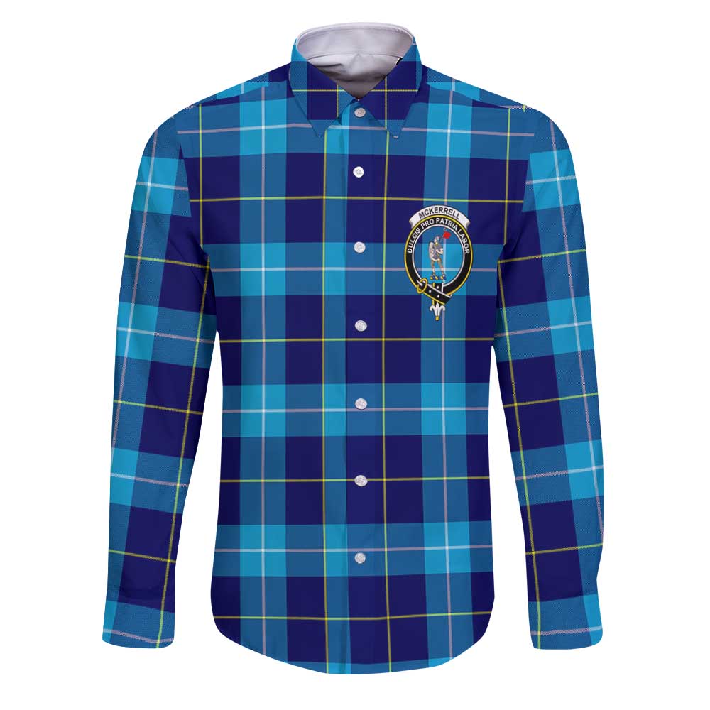Clan Mckerrell Tartan Long Sleeve Button Shirt Crest And Plaid Basic Style