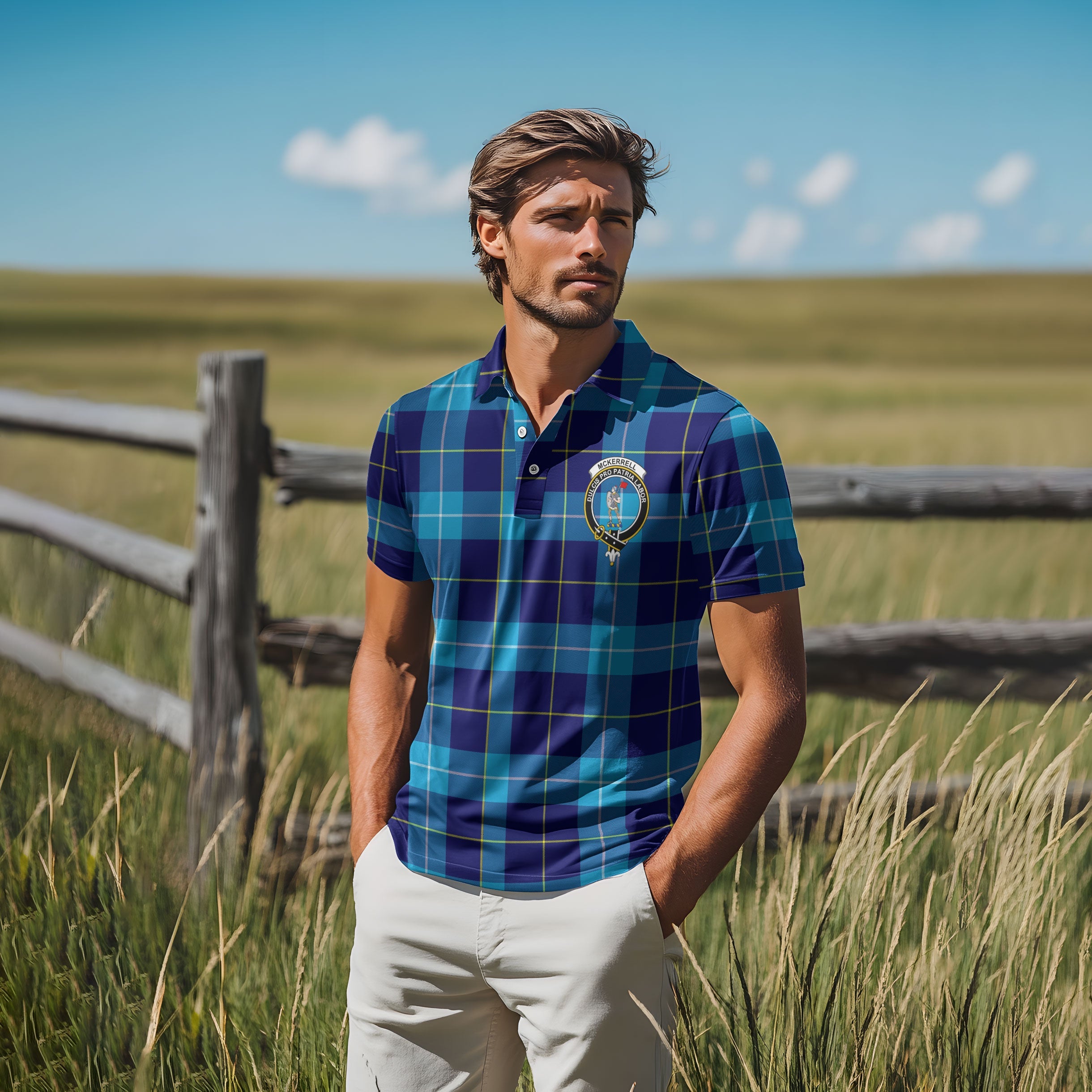 Clan Mckerrell Tartan Men Polo Shirt Crest And Plaid Basic Style