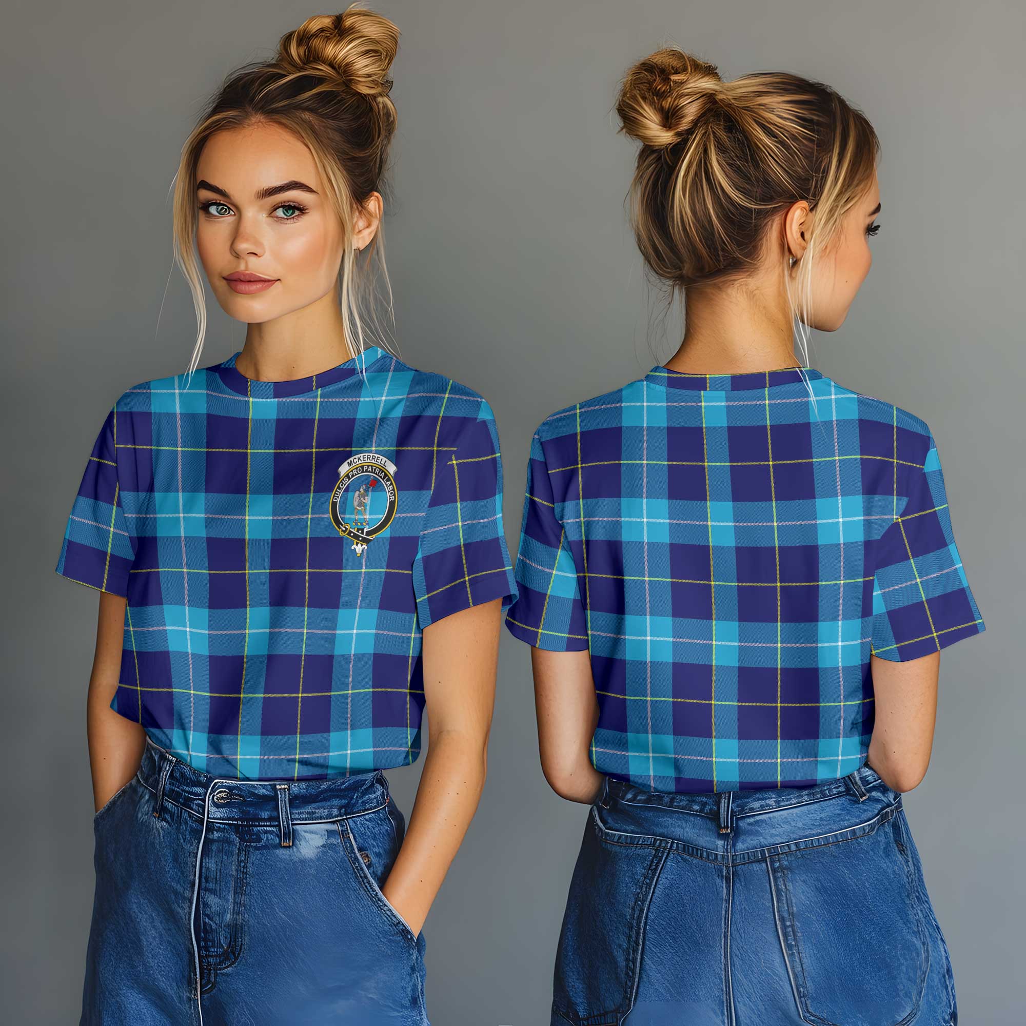 Clan Mckerrell Tartan Women T Shirt Crest And Plaid Basic Style