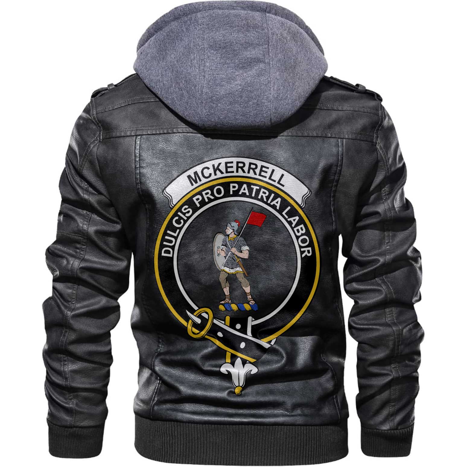 Clan Mckerrell Tartan Zip Leather Jacket Crest And Plaid Basic Style