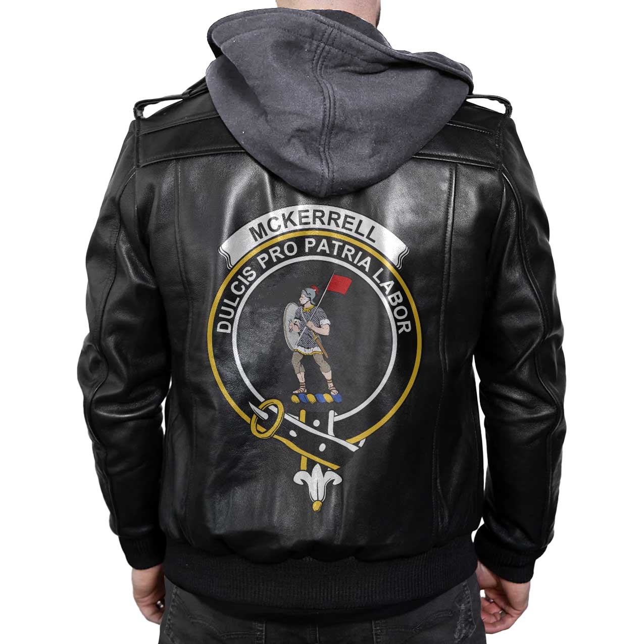 Clan Mckerrell Tartan Zip Leather Jacket Crest And Plaid Basic Style