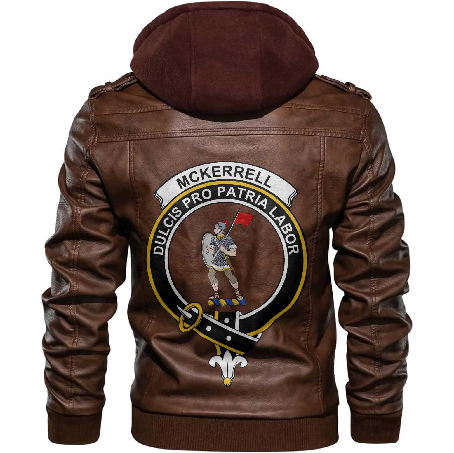 Clan Mckerrell Tartan Zip Leather Jacket Crest And Plaid Basic Style