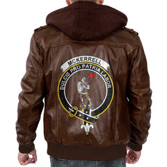 Clan Mckerrell Tartan Zip Leather Jacket Crest And Plaid Basic Style
