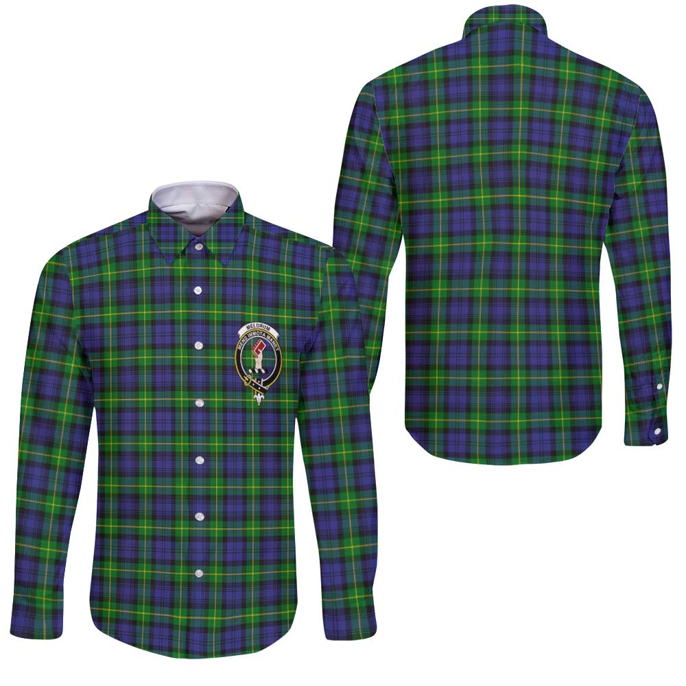 Clan Meldrum Tartan Long Sleeve Button Shirt Crest And Plaid Basic Style