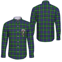 Clan Meldrum Tartan Long Sleeve Button Shirt Crest And Plaid Basic Style