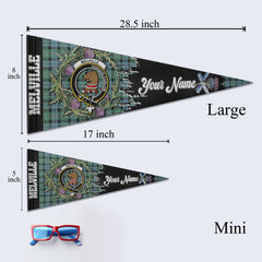 Clan Melville Tartan Felt Pennant Crest And Plaid Basic Style