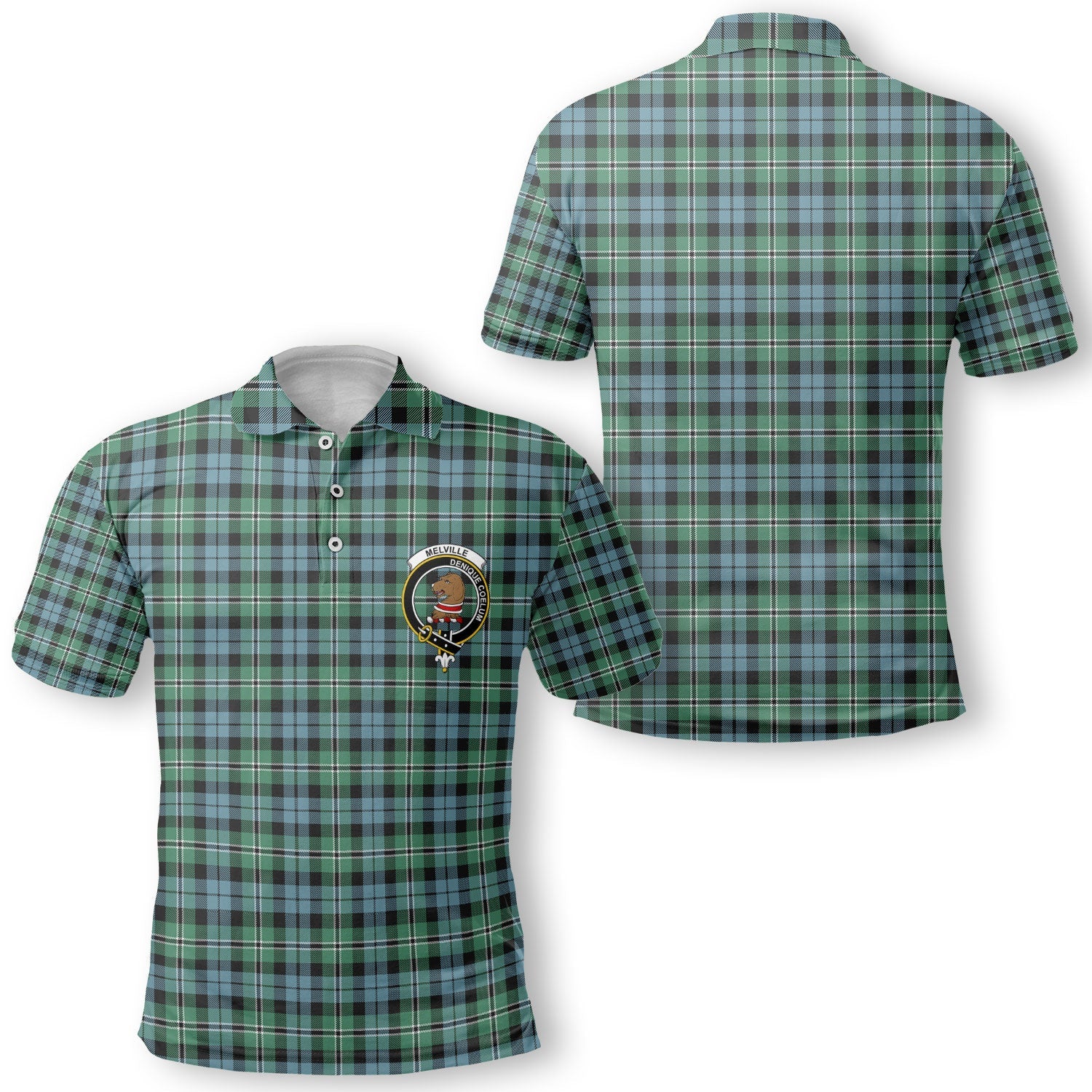 Clan Melville Tartan Golf Men Polo Shirt Crest And Plaid Basic Style