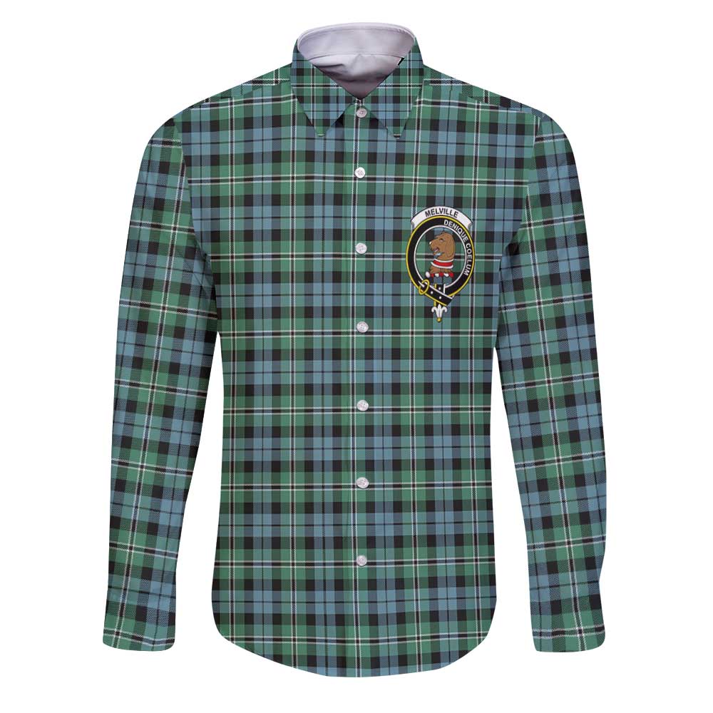 Clan Melville Tartan Long Sleeve Button Shirt Crest And Plaid Basic Style