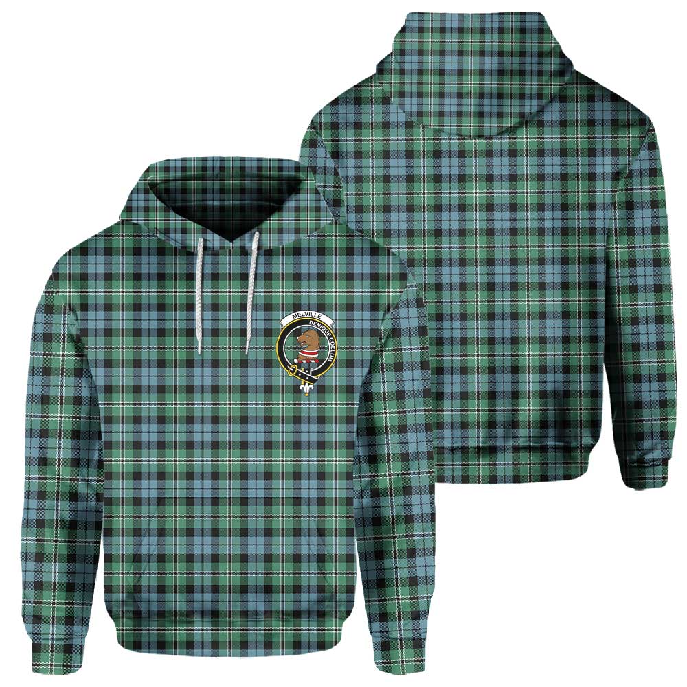 Clan Melville Tartan Men Hoodie Crest And Plaid Basic Style