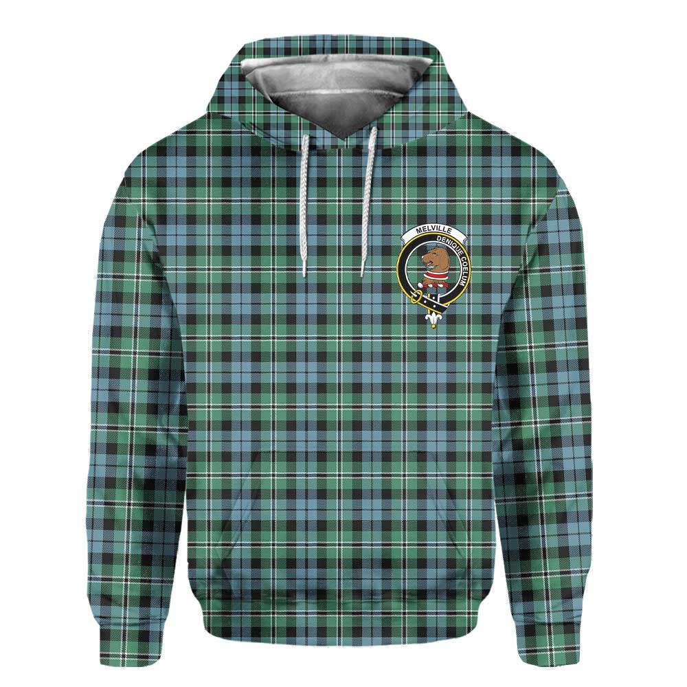Clan Melville Tartan Men Hoodie Crest And Plaid Basic Style