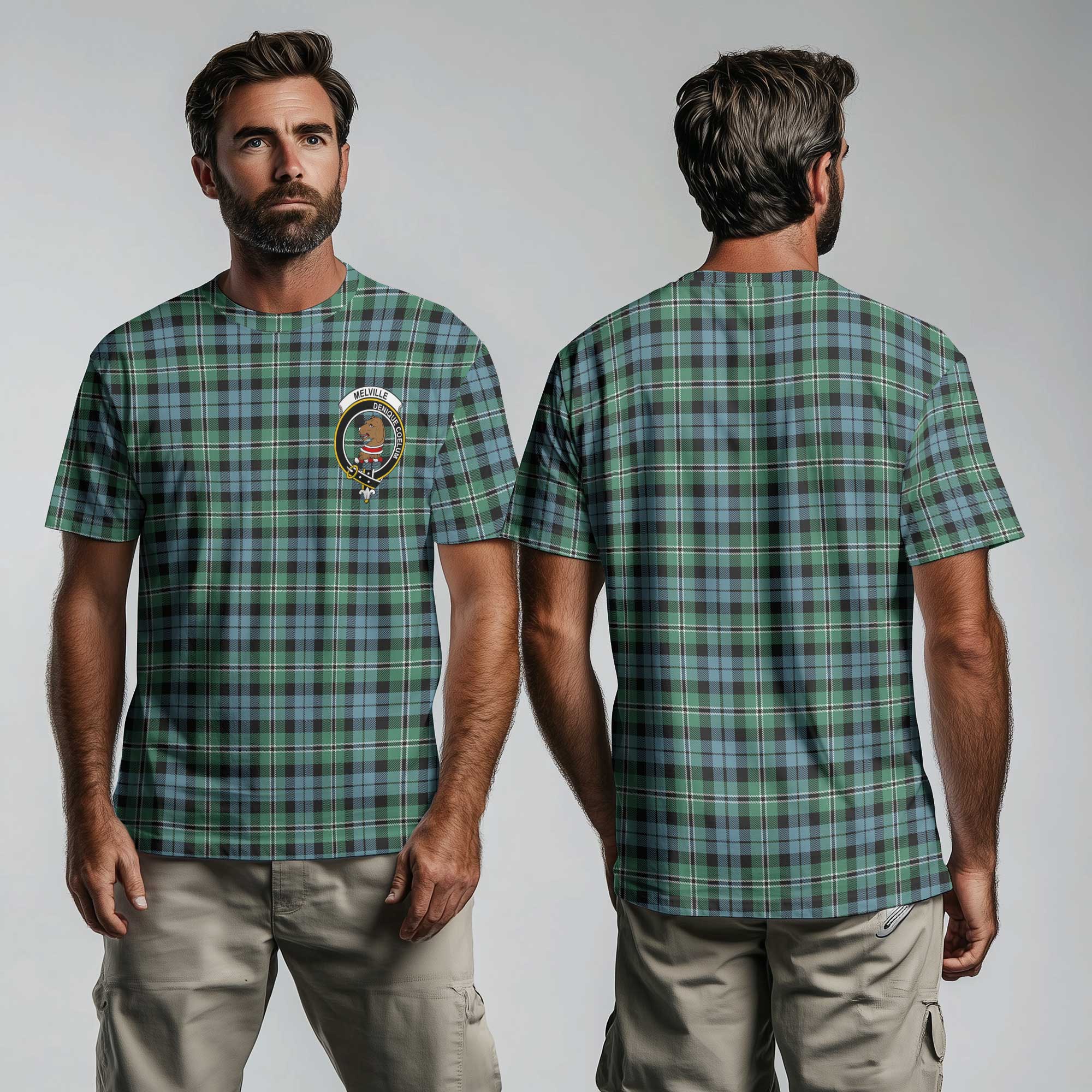 Clan Melville Tartan Men T Shirt Crest And Plaid Basic Style