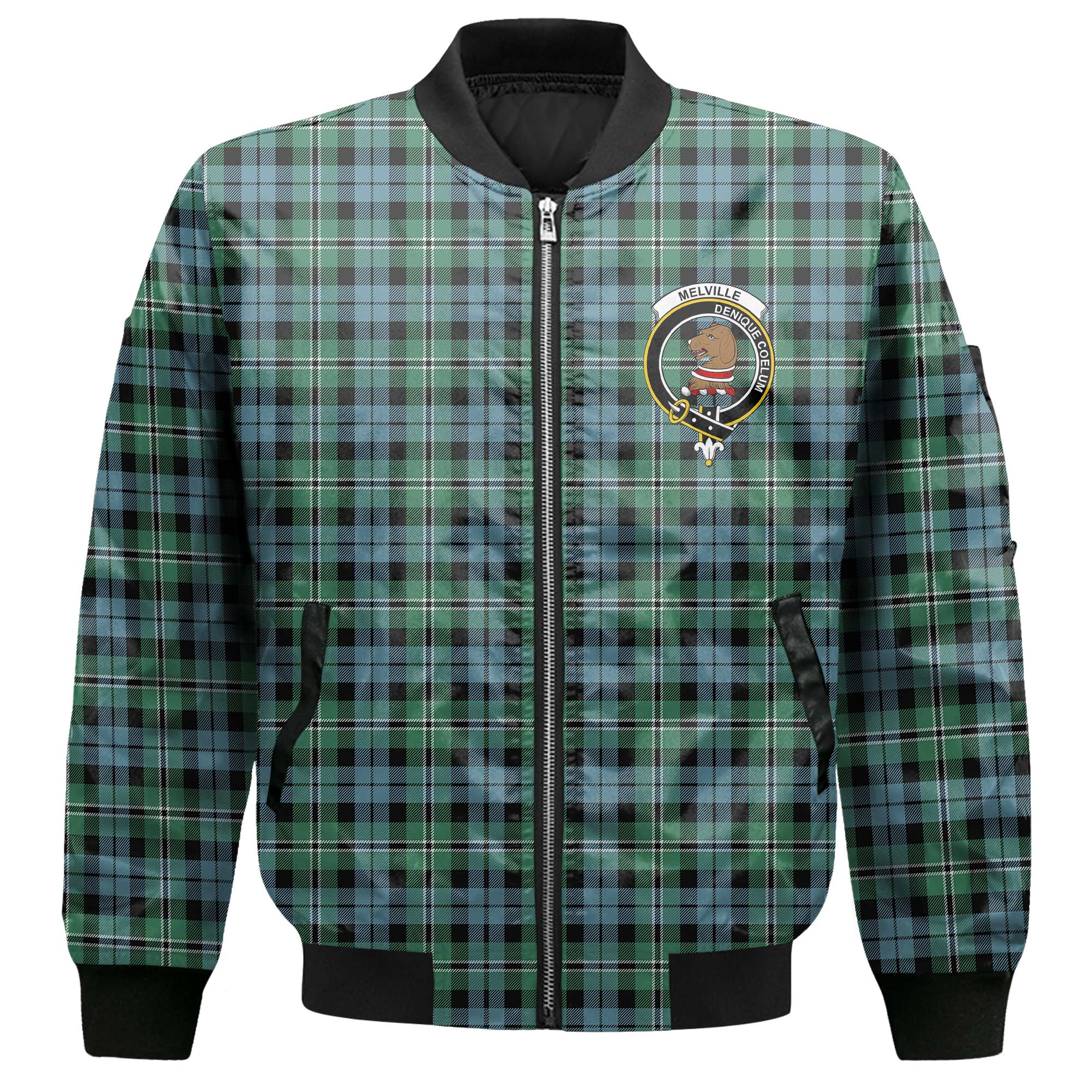 Clan Melville Tartan Women Bomber Jacket Crest And Plaid Basic Style