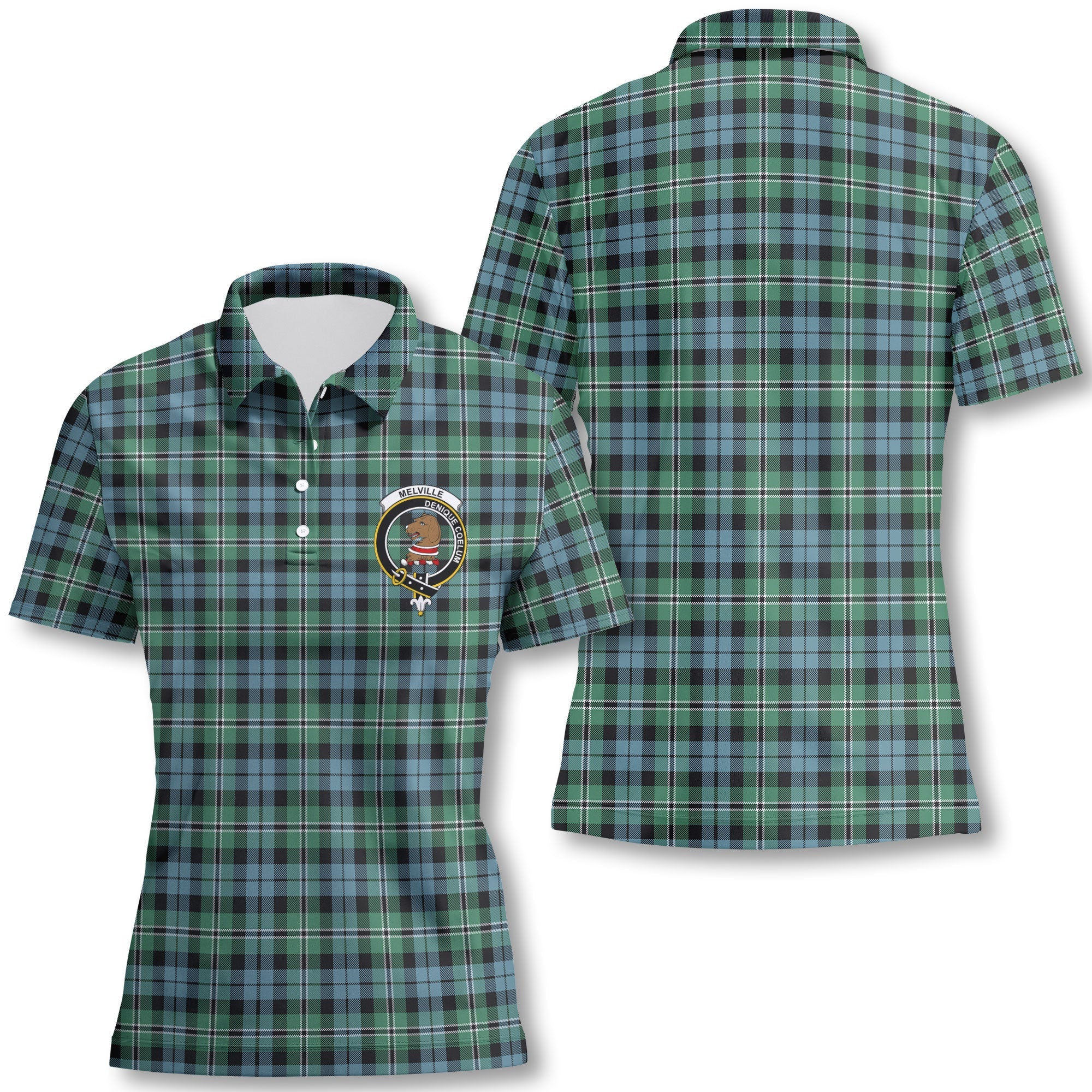 Clan Melville Tartan Women Polo Shirt Crest And Plaid Basic Style