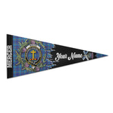 Clan Mercer Tartan Felt Pennant Crest And Plaid Basic Style