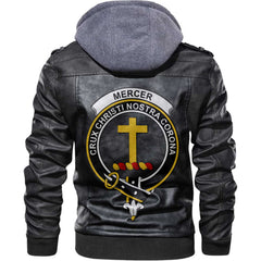 Clan Mercer Tartan Zip Leather Jacket Crest And Plaid Basic Style