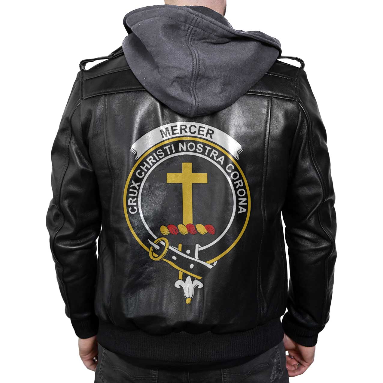 Clan Mercer Tartan Zip Leather Jacket Crest And Plaid Basic Style