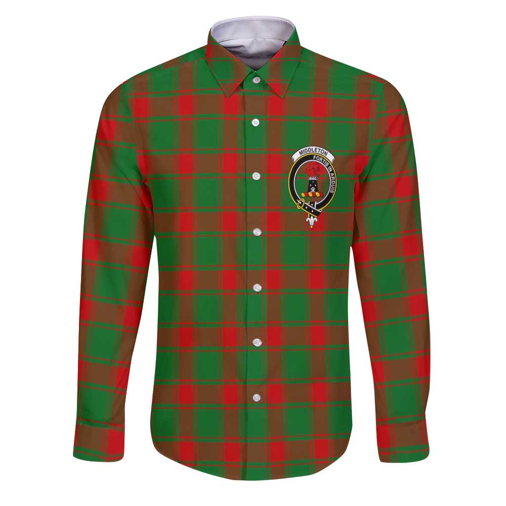 Clan Middleton Tartan Long Sleeve Button Shirt Crest And Plaid Basic Style