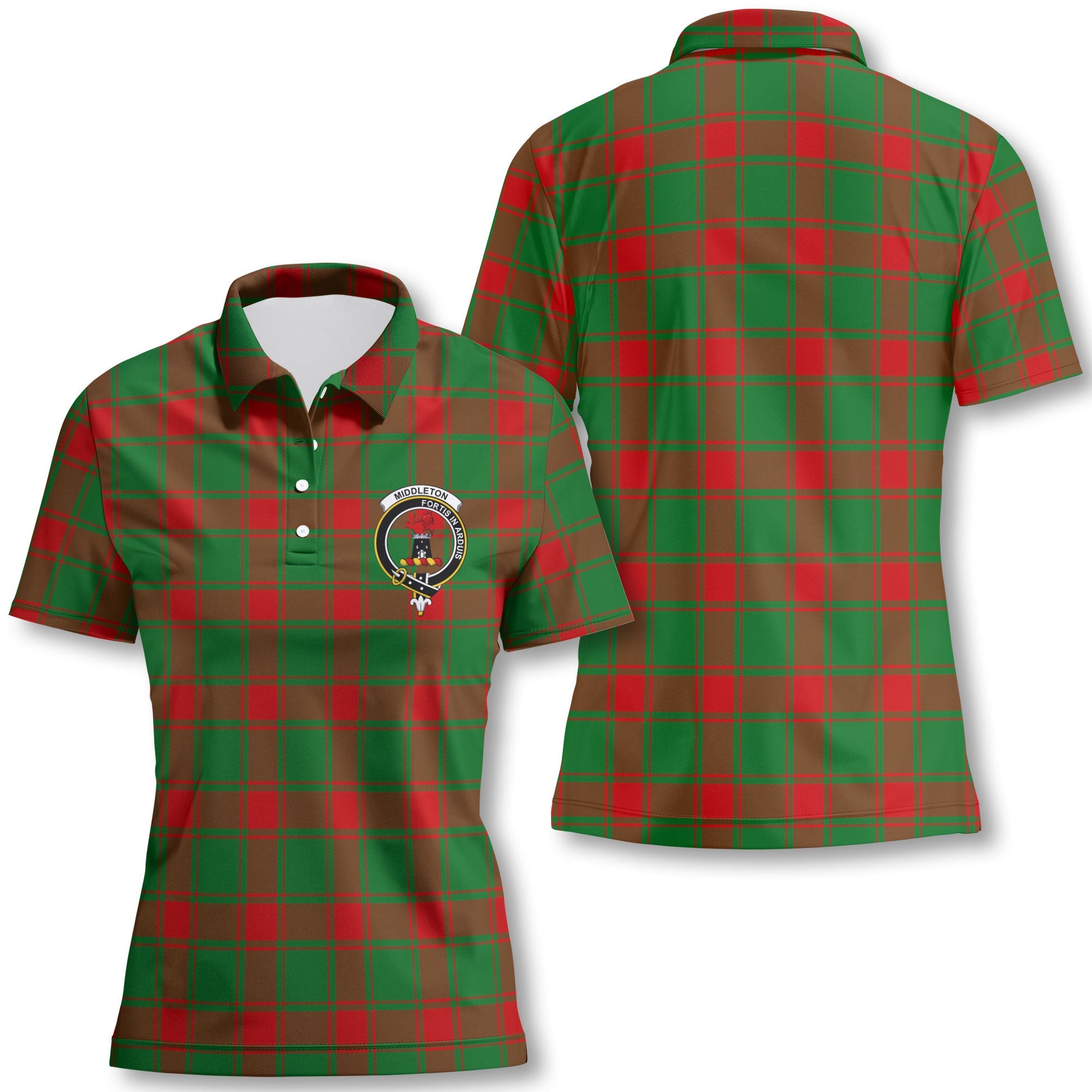 Clan Middleton Tartan Women Polo Shirt Crest And Plaid Basic Style