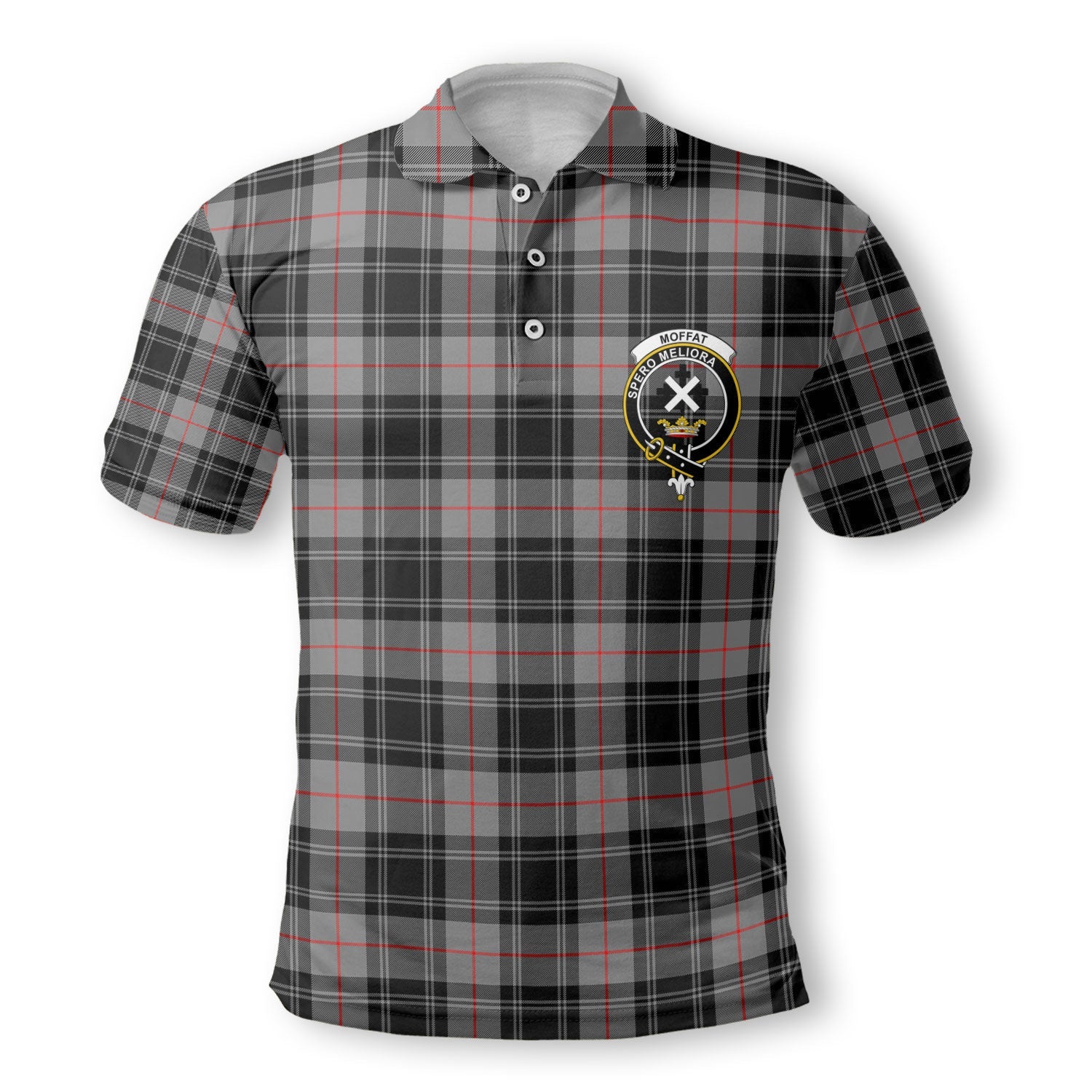 Clan Moffat Tartan Men Polo Shirt Crest And Plaid Basic Style