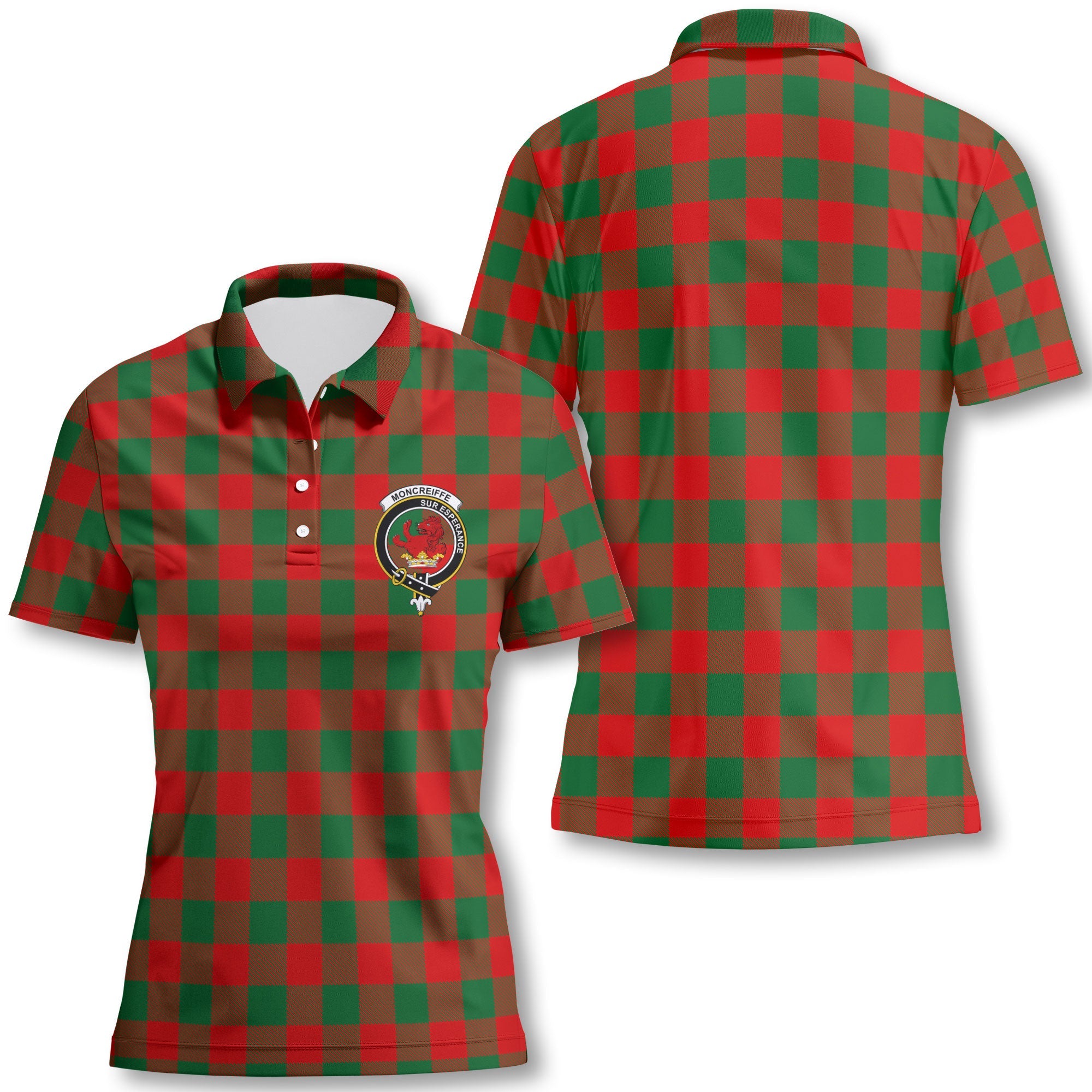 Clan Moncreiffe Tartan Women Polo Shirt Crest And Plaid Basic Style