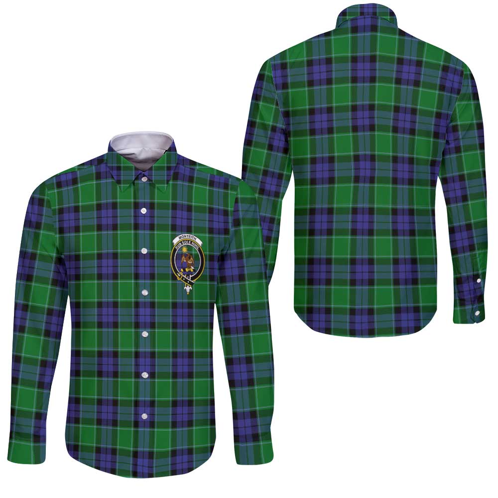 Clan Monteith Tartan Long Sleeve Button Shirt Crest And Plaid Basic Style