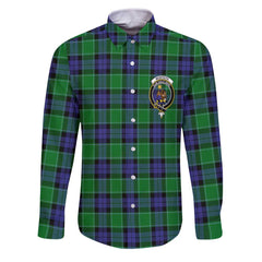 Clan Monteith Tartan Long Sleeve Button Shirt Crest And Plaid Basic Style