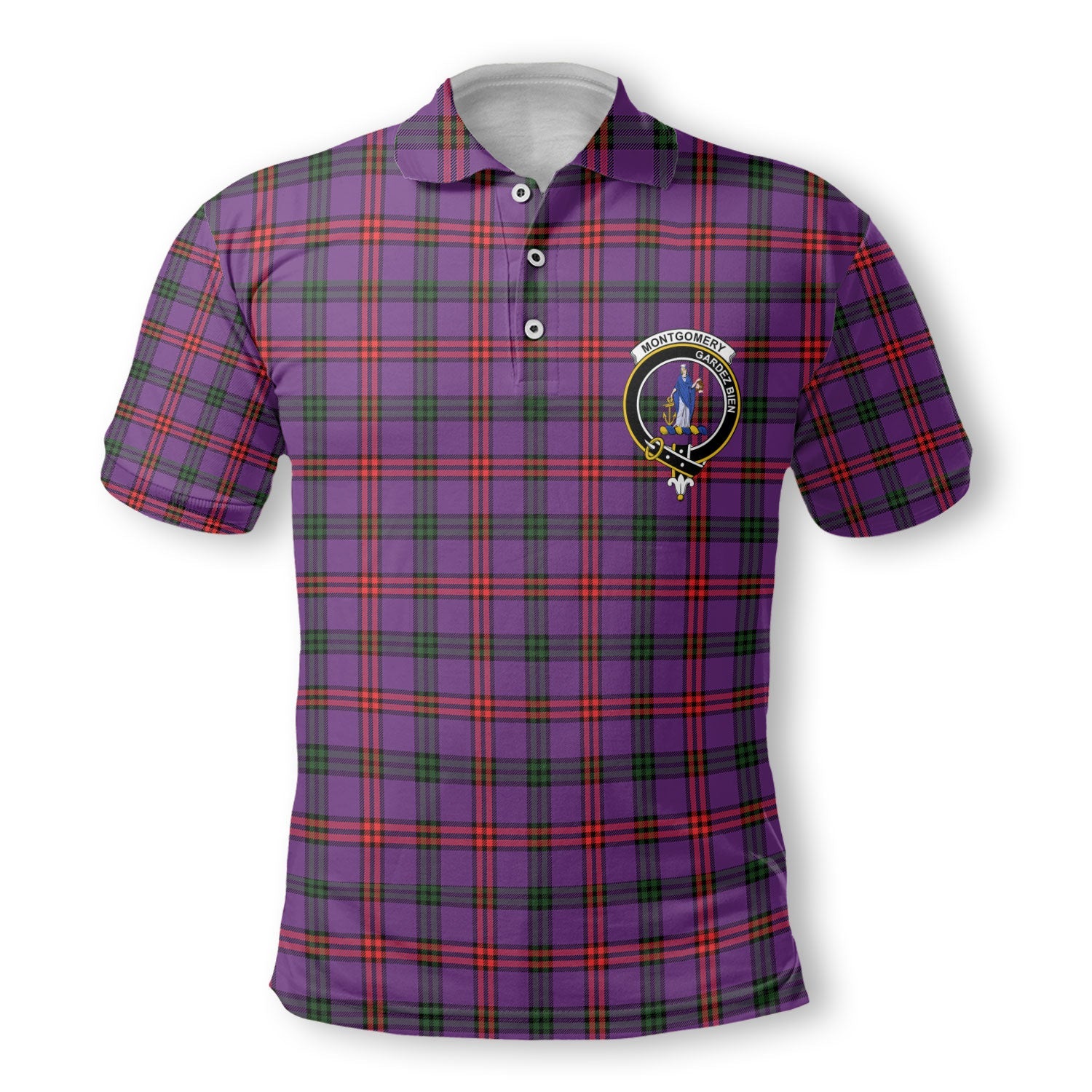 Clan Montgomery Tartan Golf Men Polo Shirt Crest And Plaid Basic Style