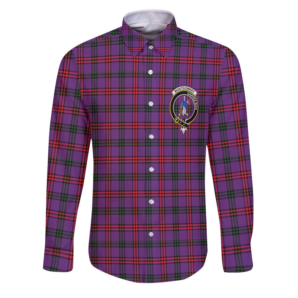 Clan Montgomery Tartan Long Sleeve Button Shirt Crest And Plaid Basic Style