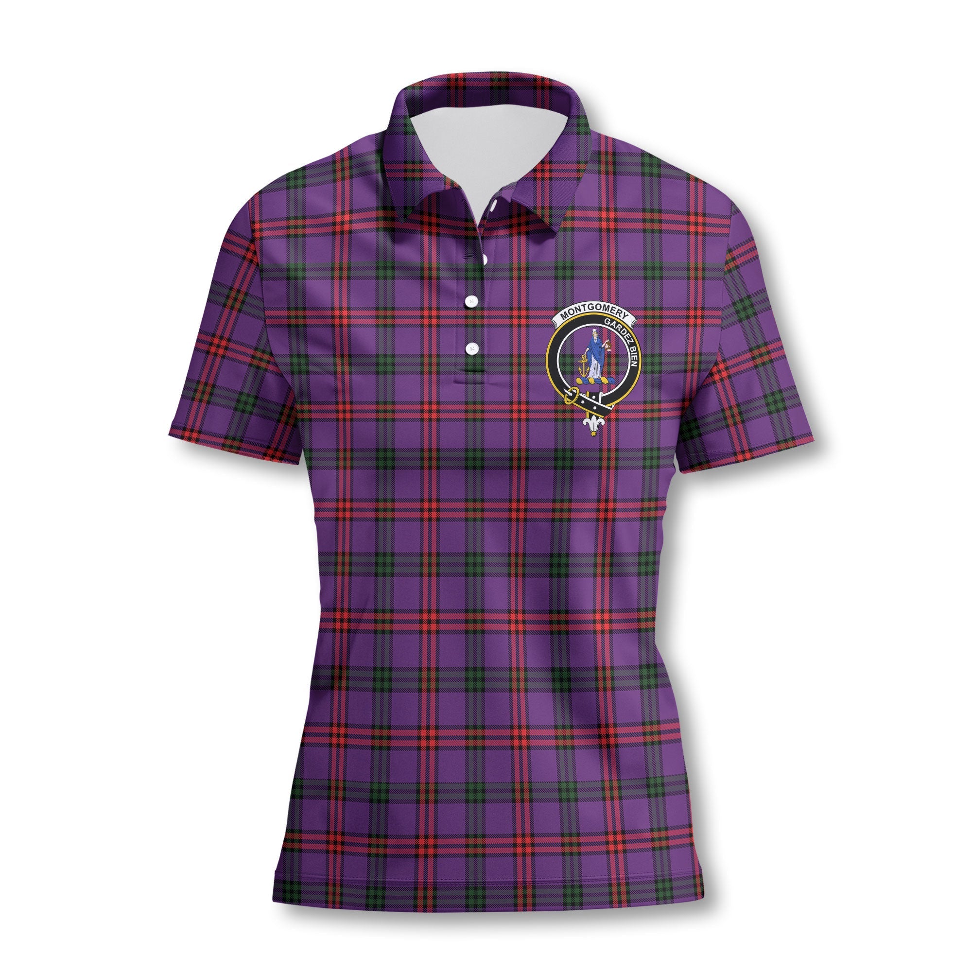 Clan Montgomery Tartan Women Polo Shirt Crest And Plaid Basic Style