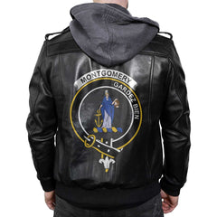 Clan Montgomery Tartan Zip Leather Jacket Crest And Plaid Basic Style