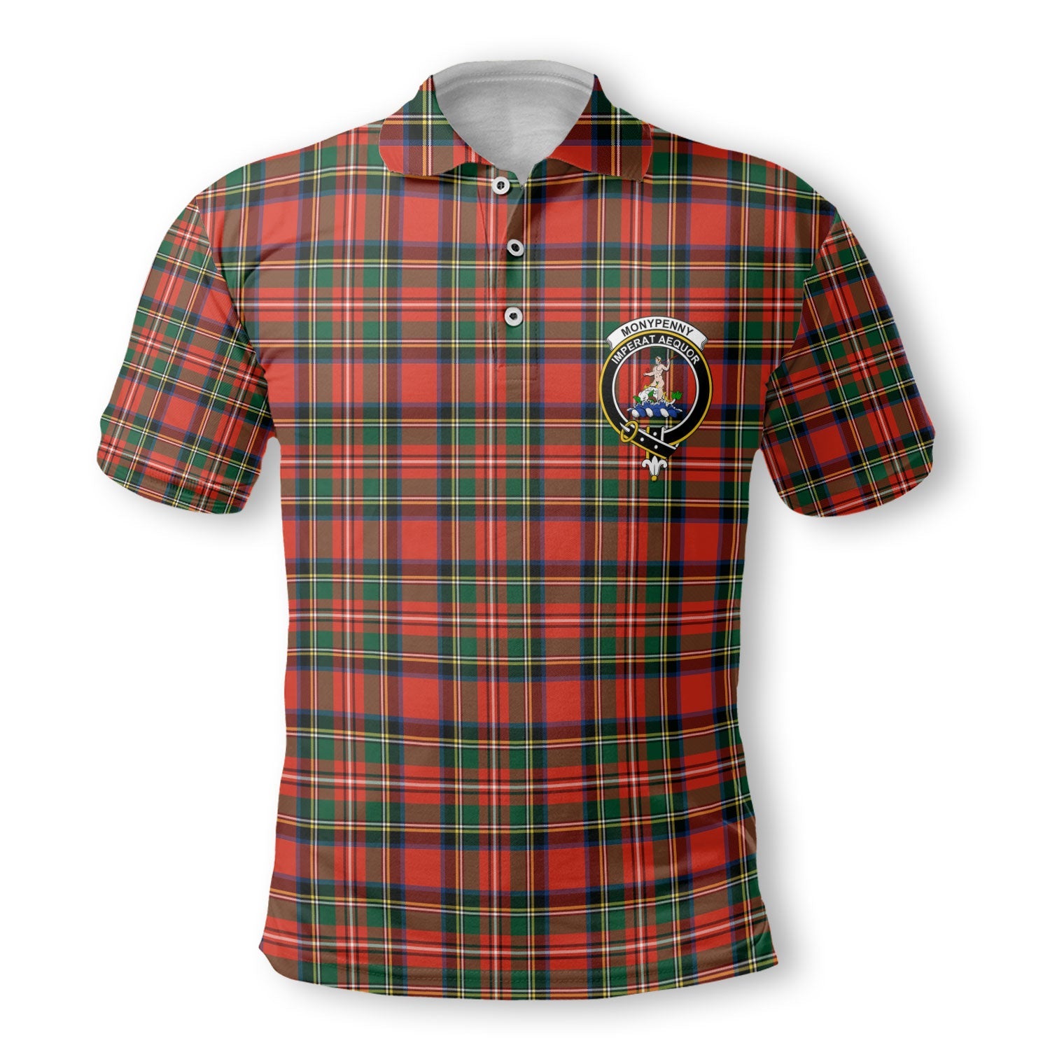 Clan Monypenny Tartan Golf Men Polo Shirt Crest And Plaid Basic Style