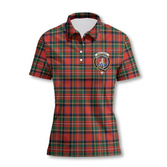 Clan Monypenny Tartan Women Polo Shirt Crest And Plaid Basic Style