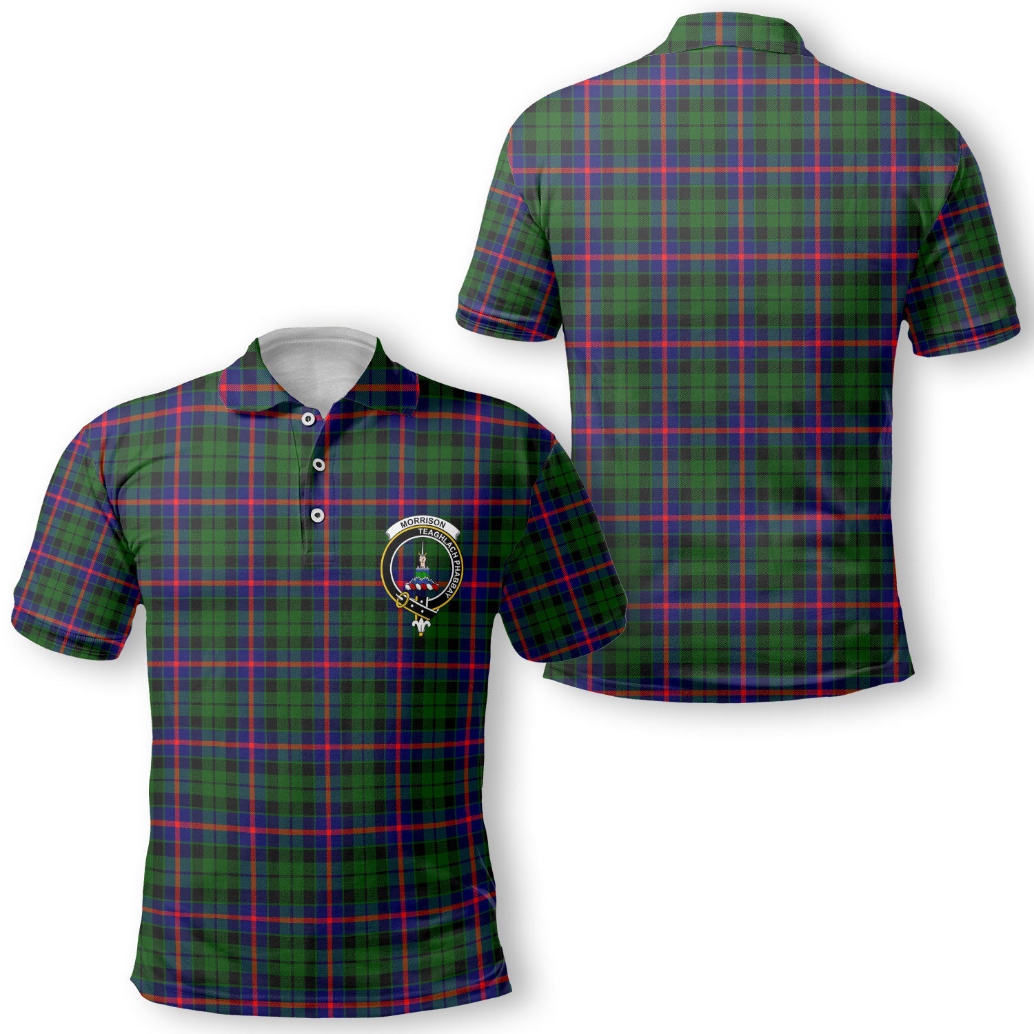 Clan Morrison Tartan Golf Men Polo Shirt Crest And Plaid Basic Style
