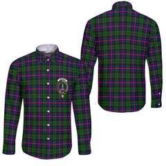 Clan Morrison Tartan Long Sleeve Button Shirt Crest And Plaid Basic Style