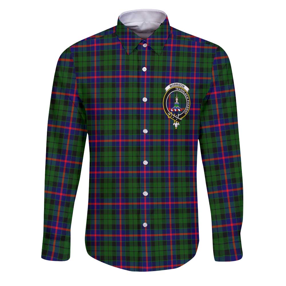 Clan Morrison Tartan Long Sleeve Button Shirt Crest And Plaid Basic Style