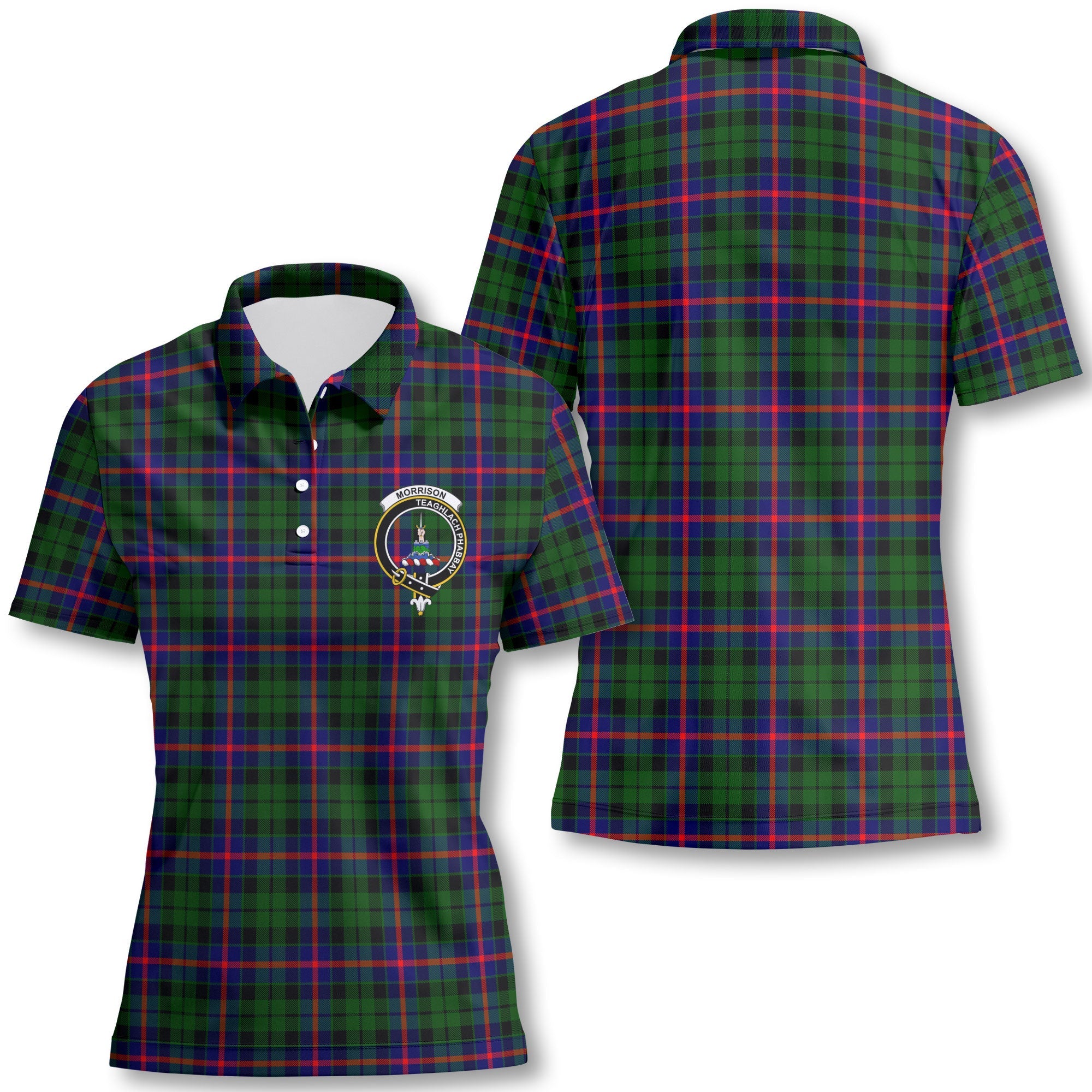 Clan Morrison Tartan Women Polo Shirt Crest And Plaid Basic Style
