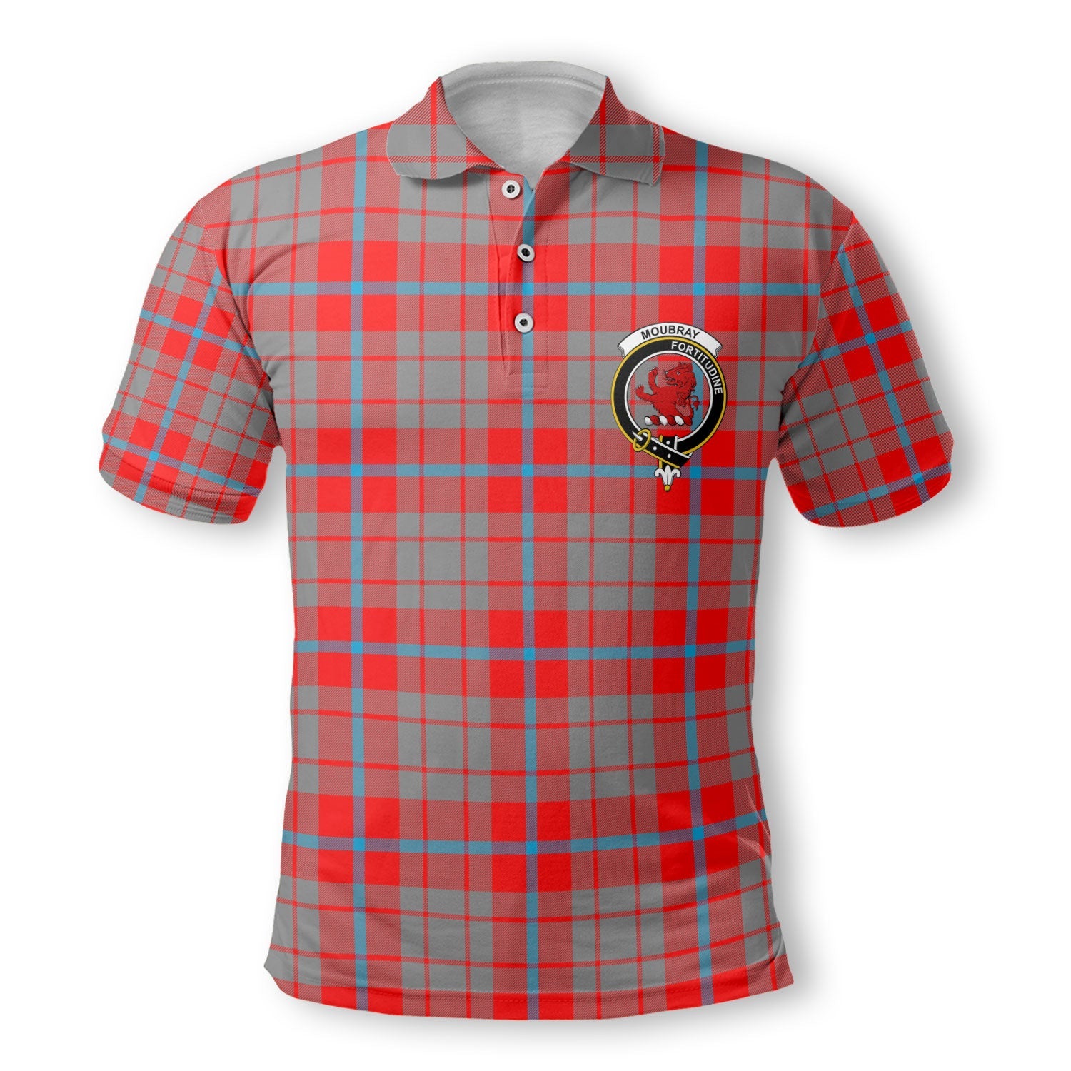 Clan Moubray Tartan Golf Men Polo Shirt Crest And Plaid Basic Style