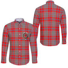 Clan Moubray Tartan Long Sleeve Button Shirt Crest And Plaid Basic Style