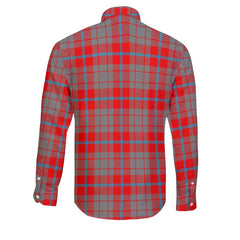 Clan Moubray Tartan Long Sleeve Button Shirt Crest And Plaid Basic Style