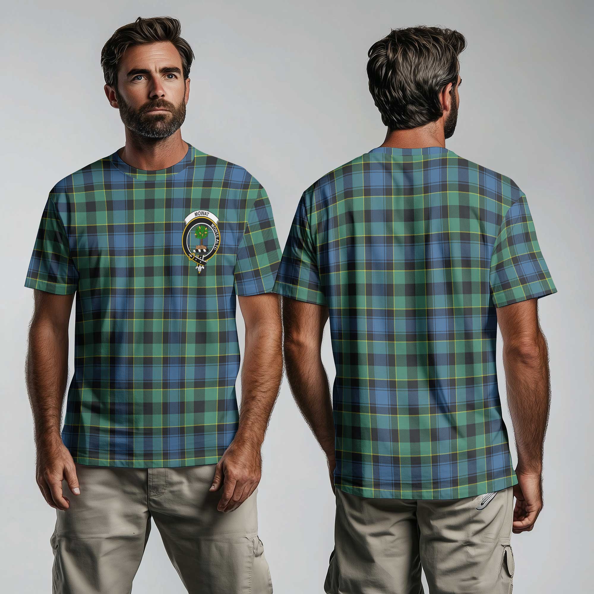 Clan Mowat Tartan Men T Shirt Crest And Plaid Basic Style