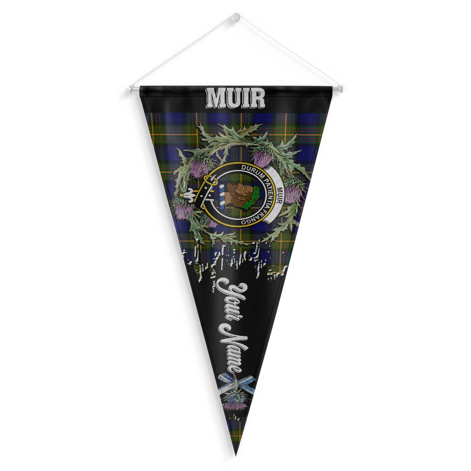 Clan Muir Tartan Felt Pennant Crest And Plaid Basic Style