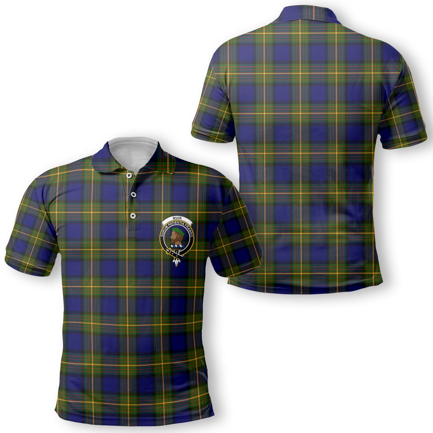 Clan Muir Tartan Golf Men Polo Shirt Crest And Plaid Basic Style