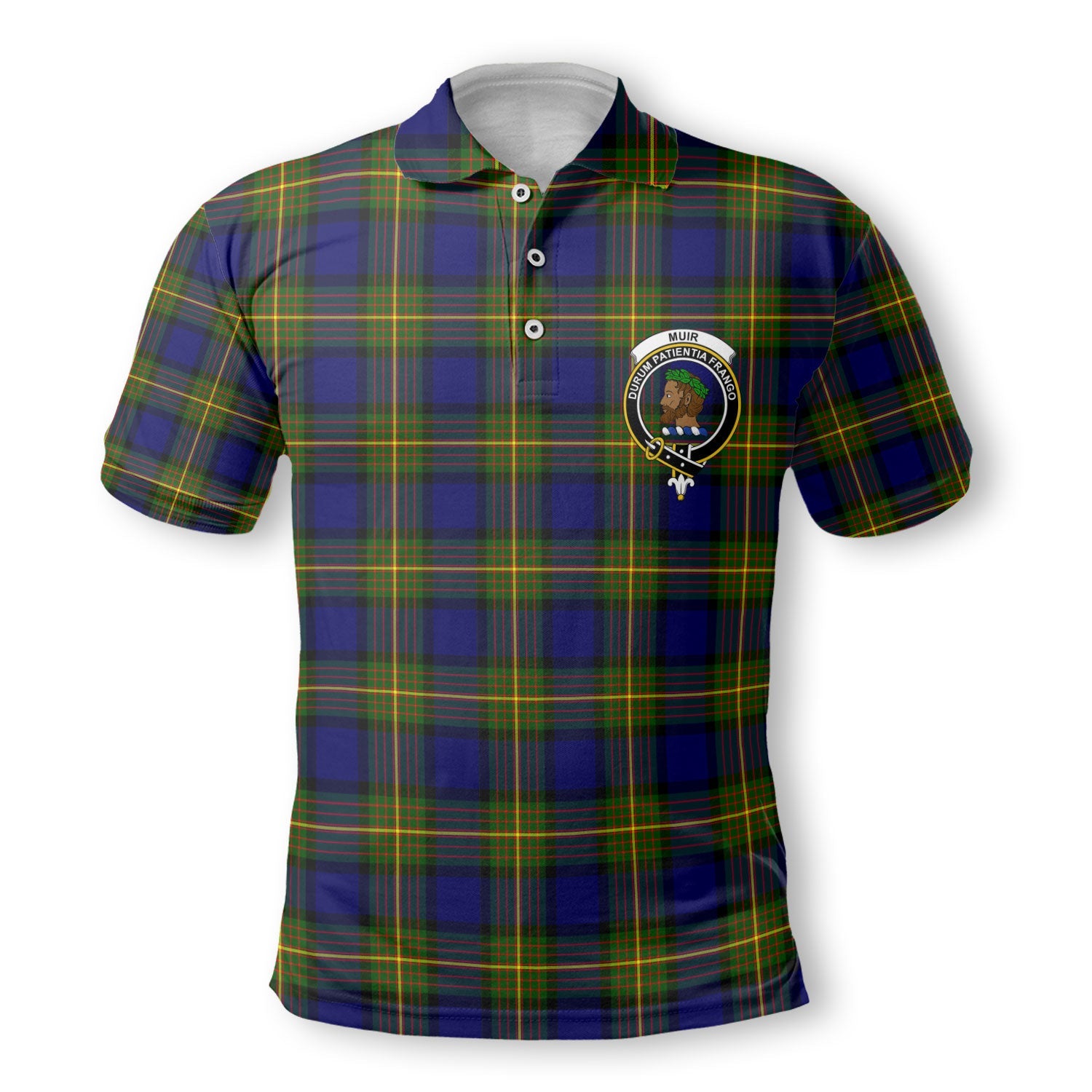 Clan Muir Tartan Golf Men Polo Shirt Crest And Plaid Basic Style